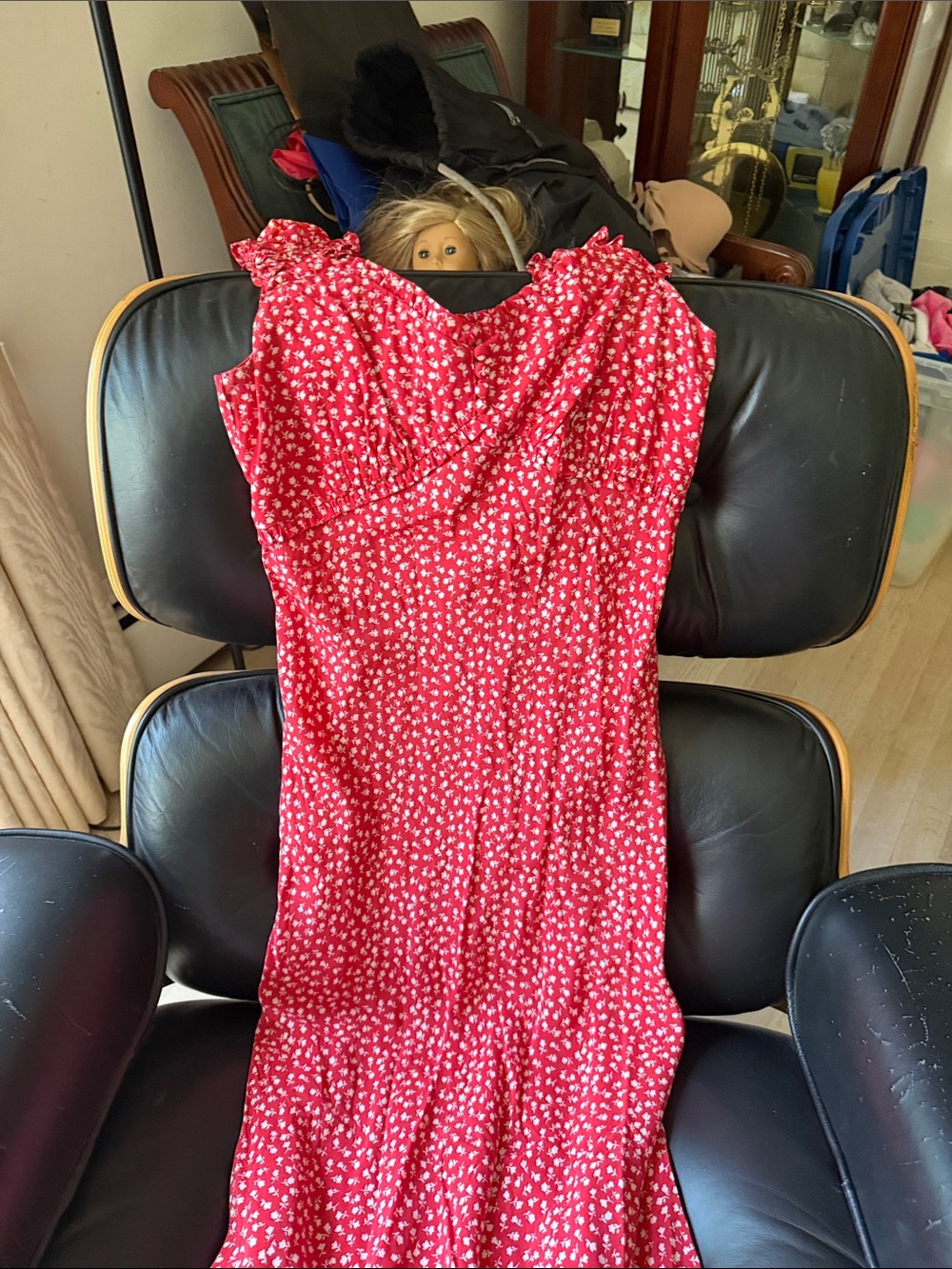 GAP Red Floral Maxi Dress with White Print